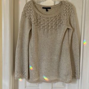 House Black market silver sweater with sequins and metal accents
